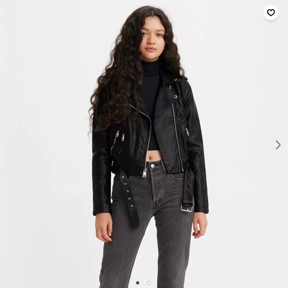 LEVI'S Belted Faux Vegan Leather Moto Jacket Black